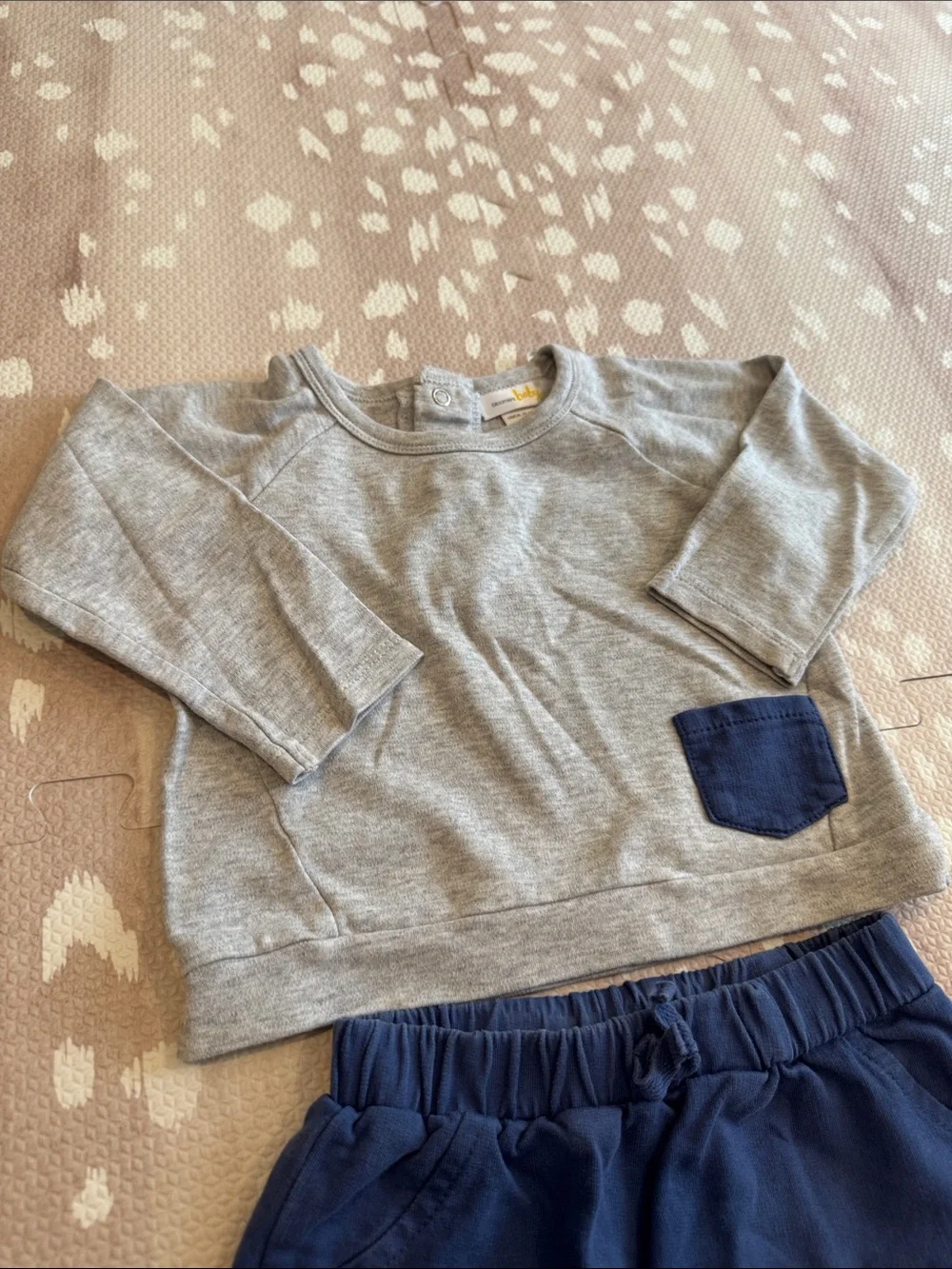 Bloomie’s Baby 2-Piece Sweatshirt & Jogger Set Gray/Navy 18M Cozy Cotton